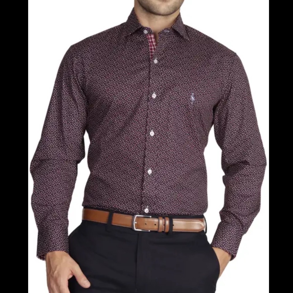 Tailorbyrd Button Down Shirt‎ Mens XL Burgundy Micro Paisley PreLoved